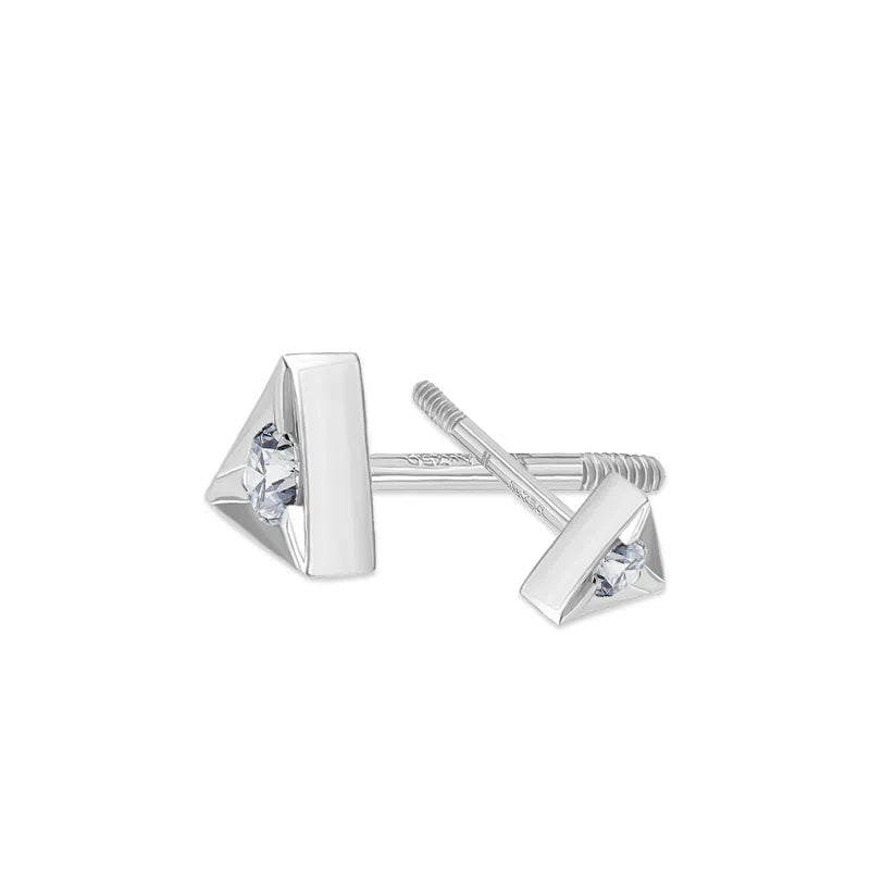 CultBezel Pure Triangle  Memorial Diamond Earrings